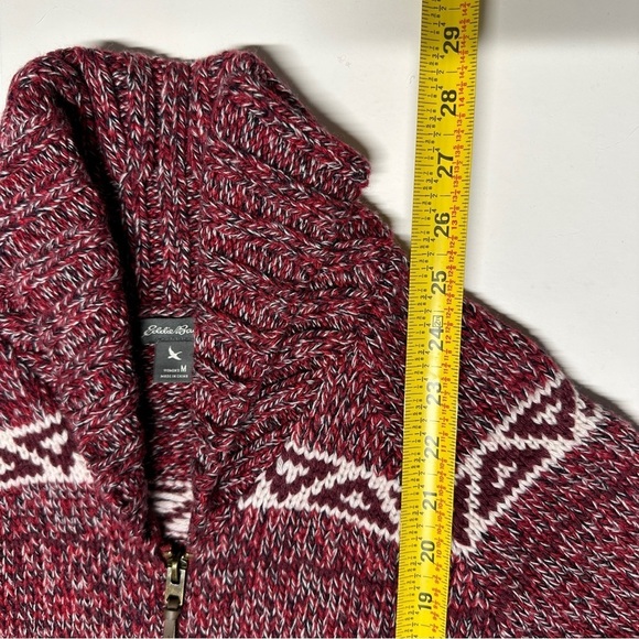 Eddie Bauer Women’s Goose Logo Heavyweight Knit Zip Jacket Cardigan Red Medium - Picture 13 of 13